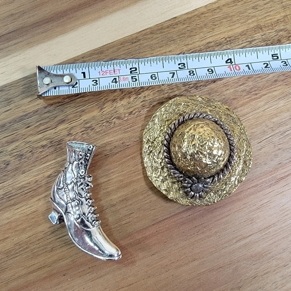 Set of 2 Vintage Brooches Premier Design Hat Pin 1929 Victoria Boot Pin